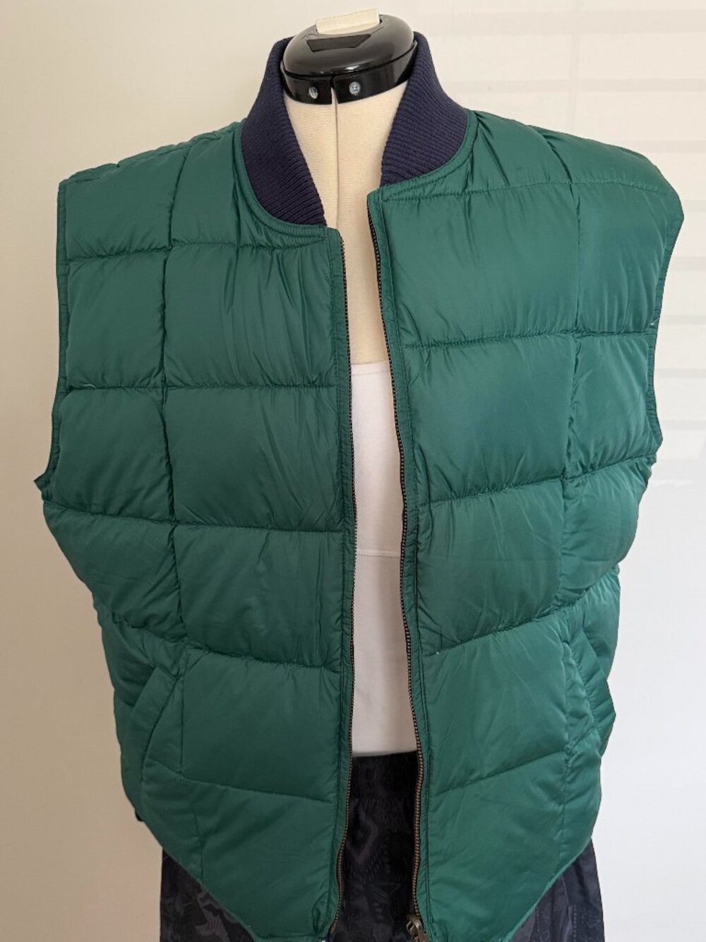 Vintage Eddie Bauer Goose Down Puffer Vest Mens Xl Blue Green Softshell Quilted